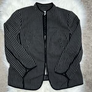 AKRIS PUNTO Wool Blazer Womens Size 10 Striped Professional Work Career Corpcore